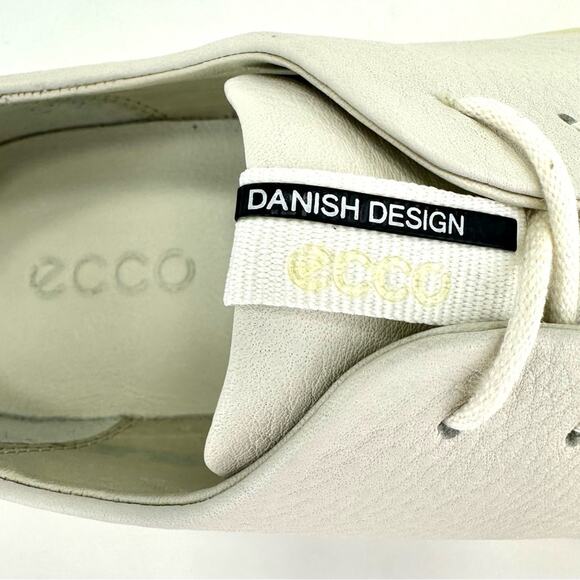 Ecco Women Danish Design Sneakers Size 10 White Leather Lace-Up Unisex Shoes - Picture 4 of 16